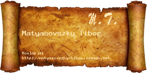 Matyasovszky Tibor névjegykártya